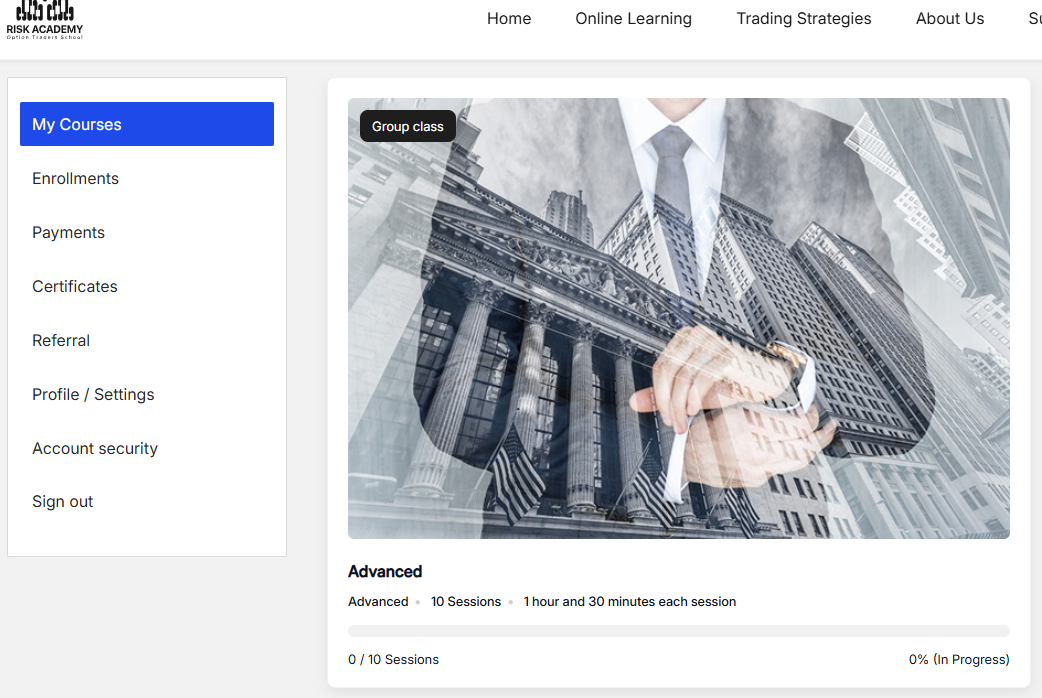 Risk Academy My Courses Advanced card